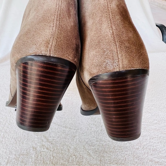 SAM EDELMAN JANE BLOCK HEEL TAN SUEDE LEATHER SNIP TOE ANKLE BOOTS SIZE 8.5 NWT - Picture 8 of 11